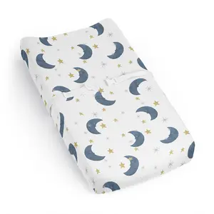 Sweet Jojo Designs Baby Changing Pad Cover Sheet (Moon and Star) for Girls/Boys, Infant/Newborn Diaper Change Table Mat Covers (Watercolor, Celestial, Sky, Stars & Moons, Outer Space, Navy Blue, Gold)