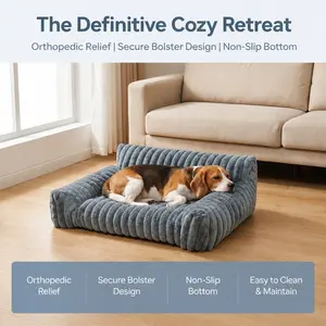 Fluffy Fleece Pet Sofa Beds for Indoor Cats - , Premium Soft, Removable Washable Cover, Sleep Support,summervibes