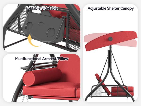 Aoxun 3-Seat Outdoor Swing Chair for Adults - Stable Steel Frame, Canopy, Cup Holder, 2-in-1 Convertible Porch Bed, Thick Cushions, 800lbs Load Glider Patio Swings (Gray, Blue), Porch Bed Swing Aoxun 3-Seat Outdoor Swing Chair for Adults - Stable Steel Frame, Canopy, Cup Holder, 2-in-1 Convertible Porch Bed, Thick Cushions, 800lbs Load Glider Patio Swings (Gray, Blue), Porch Bed Swing
