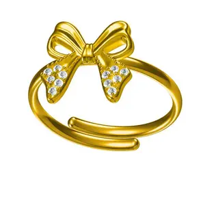 Mothers Day Gifts Bow Rings for Women Mother Daughter Cubic Zirconia Bow Knot Tie Ring Cute CZ Friendship Promise Stack Ring Anniversary Birthday Jewelry Gifts for Sister