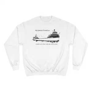 The Edmund Fitzgerald Shipwreck Glow in the Dark Men's Cotton T-Shirt Black 1975 Wisconsin 50th Anniversary