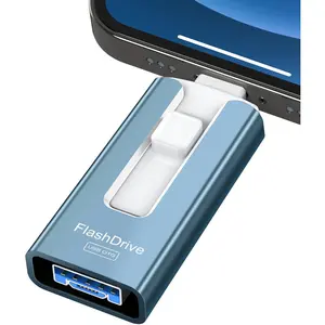 256GB USB Flash Drive for Phone and Pad, Photo Stick High Speed External USB Thumb Drives Photo Storage Memory Stick for Save  Photos and Videos (Blue, 256GB)