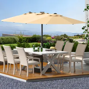 Patio Umbrella, 15FT Outdoor Umbrella Double Sided Rectangular, Umbrella Outdoor Patio UV Resistant Waterproof, Patio Umbrella with Base Included Cross Base Sandbags, Pool Umbrellas Outdoor