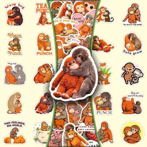 50pcs Punch Monkey Cartoon Cute Stickers for DIY Scrapbooking, Phone Case, Water Bottle, Laptop - Creative Decorative Sticker Set