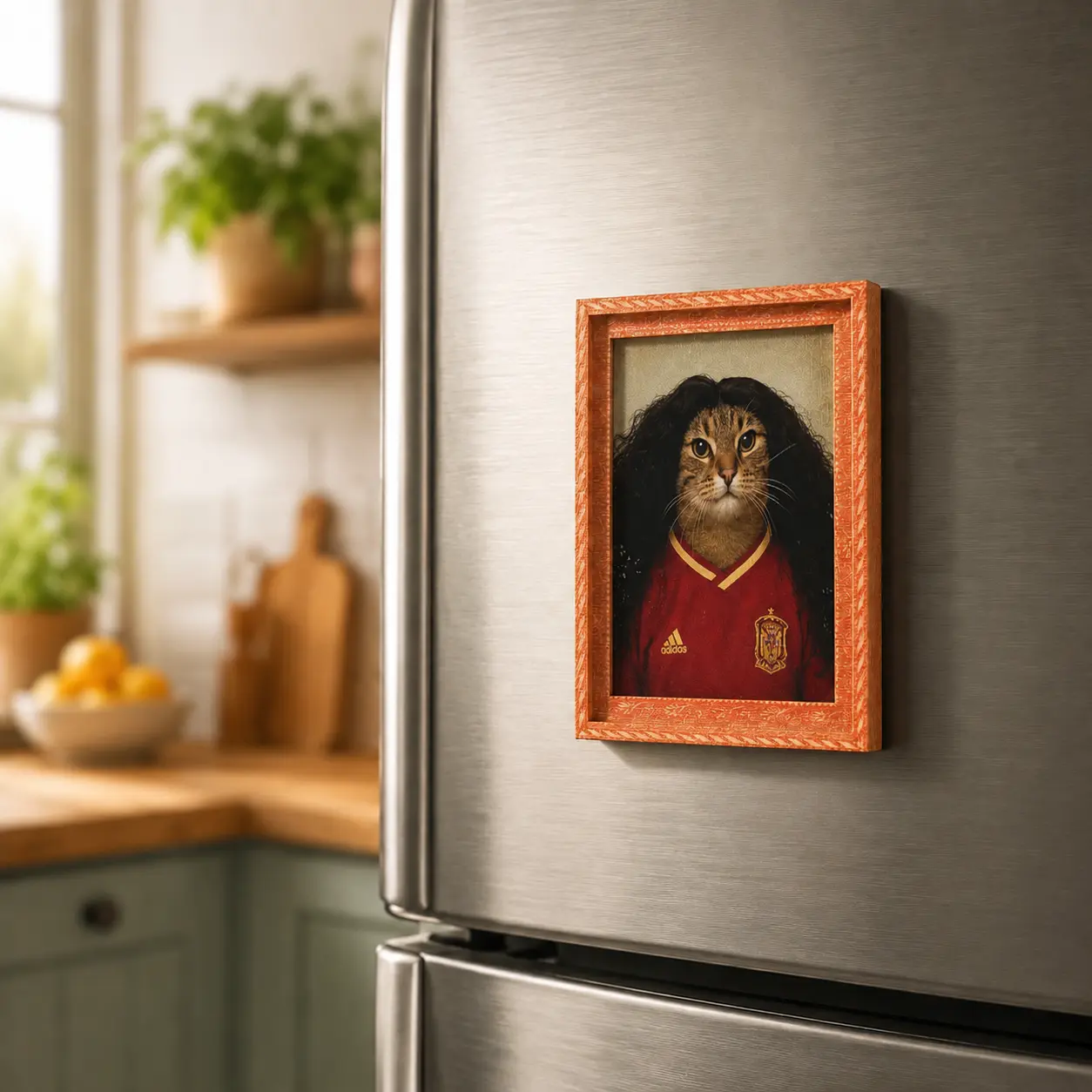 Funny Soccer Cat Wooden Fridge Magnet Humorous Football Player Cat Refrigerator Magnet Cute Decor