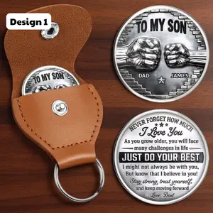 To My Son I Believe In You Personalized Pocket Hug, Keepsake Pocket Hug, Leather Keychain Gift for Son, Father to Son Gift,Custom Pocket Hug