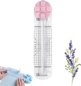 Paper Trimmer, 4 Styles Craft Paper Cutter Multi-Function Scrapbooking Tool for Cutting Paper Photos Scrapbook Postcard (Straight, Wave, Perforated and Creasing Lines) Pastel Color