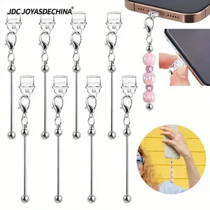 6pcs/12pcs/24pcs DIY Beaded Phone Dust Plugs for Type-C Charging Ports