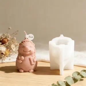 Cute 3D Hedgehog Silicone Candle Mold Cherry & Bird Design Hedgehog Mold for DIY Aromatherapy Candle, Soap, Resin Craft Casting Reusable Home Decor Animal Lover Gift