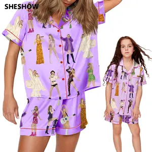 SHESHOW Tour Music Collection Parent-child Pajama Set For Women and Kids Fallfreshness