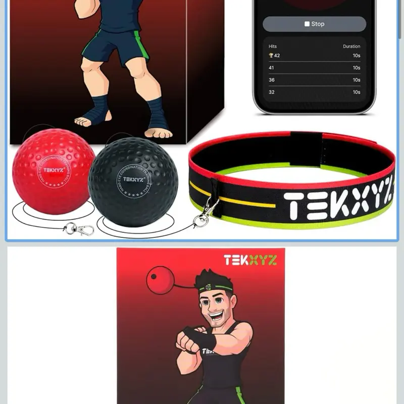 Reflex Ball with Counter App & Online Community, 2 Difficulty Levels Boxing Ball with Headband, Perfect for Reaction, Agility, Punching Speed, Fight Skill & Hand Eye Coordination Training