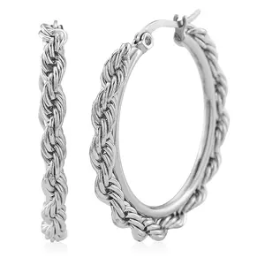 Shop LC Rope Chain Hoop Earrings in Stainless Steel