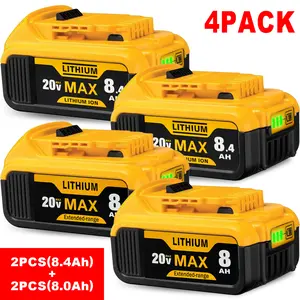 For DeWALT 20V MAX Compatible 2/4-Pack Batteries – 8.0Ah & 8.4Ah Lithium-Ion.Compatible with DCB200-210 model tools high-capacity replacement volt