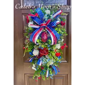 Glam Patriotic Door Swag Wreath for 4th of July or Summer Deco