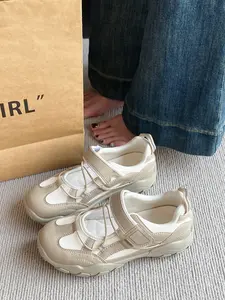 Women's Casual Sports Walking Shoes with Velcro, Ballet Style, Low Top, Textile Upper, Striped Pattern, Rubber Sole, All Seasons, Breathable Lightweight Footwear