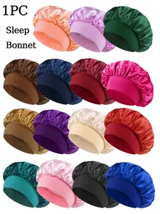 1PC Sleep Cap for Ages 8-16, Elastic Silk-Like Material Sleep Bonnet , Soft and Comfortable, Multiple Colors Available, Hair Protection Hat