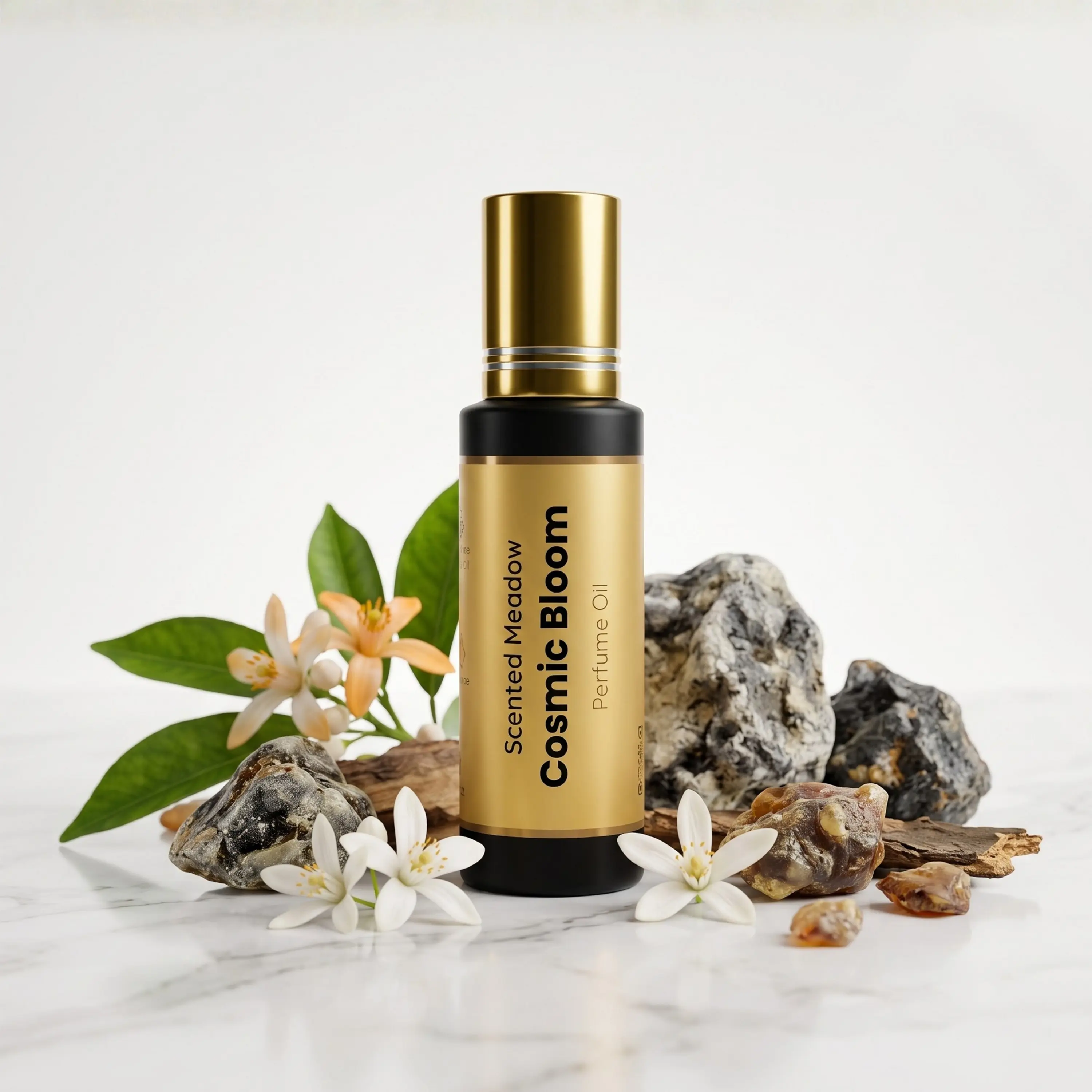 Scented Meadow Cosmic Bloom – Luminous Orange Blossom & White Amber Luxury Concentrated Perfume Oil for Men – Long Lasting Alcohol-Free Roll-On
