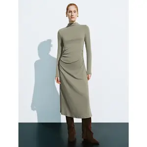 URBAN REVIVO Women's 2026 Viral Long Sleeve Urbane A-Line Skirt Dress - Cotton Stretch Fabric, Urbane Casual Dresses, Women's Clothes