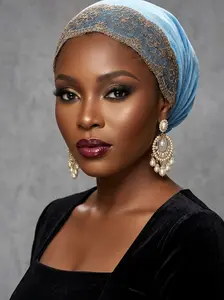 Embroidered Royal Blue Turban