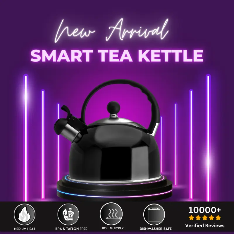 Venoly 2.5 Liter Whistling Tea Kettle with Steel Finish Venoly 2.5 Liter Whistling Tea Kettle with Steel Finish