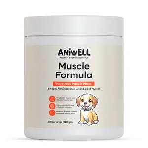 Aniwell Muscle Formula- Hip and Joint Supplement for Dogs: Powered by Shilajit Peptides , Ashwagandha Peptides , Green Lipped Mussel Peptides