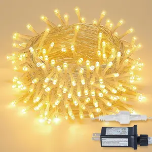 String Lights Indoor Bedroom, 33FT 100 LED Fairy String Lights Outdoor Waterproof, 8 Modes Memory Twinkle Christmas Light Plug in for Classroom Dorm Patio Tree Garden Decor(Warm White)