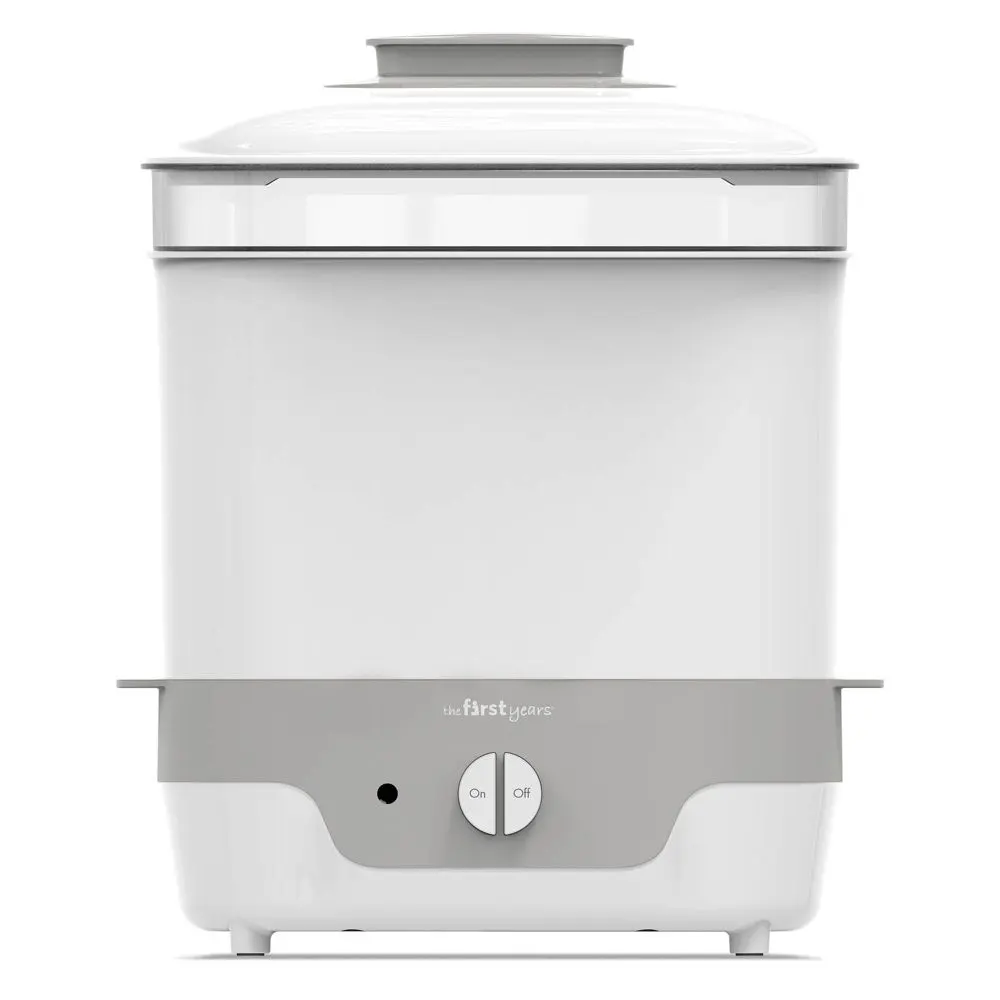 The First Years Modular Electric Steam Sterilizer, 14.5 x 13.5 x 10.25 inches, Natural Steam Sterilization, Kills 99% Germs, Holds Up to 6 Bottles, 24-Hour Storage
