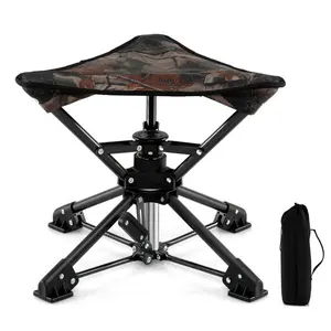 360° Swivel Folding Camping Stool, 330 lbs Heavy Duty Portable Hunting Chair with Anti-Sink Feet, Foldable Outdoor Stool with Carry Bag for Camping Fishing Hiking Picnic Hunting summervibes
