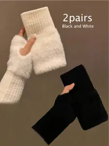 Women's Fingerless Knit Gloves, Warm Winter Accessories, Soft & Cozy Design, Perfect for Cold Weather, Daily Use Essentials