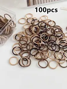 100pcs Simple Plain Color Hair Tie, Casual Cute Minimalist Hair Tie for Ponytail Holder, Daily Casual Versatile Hair Accessories, Elastic Hair Accessory, Scrunchies