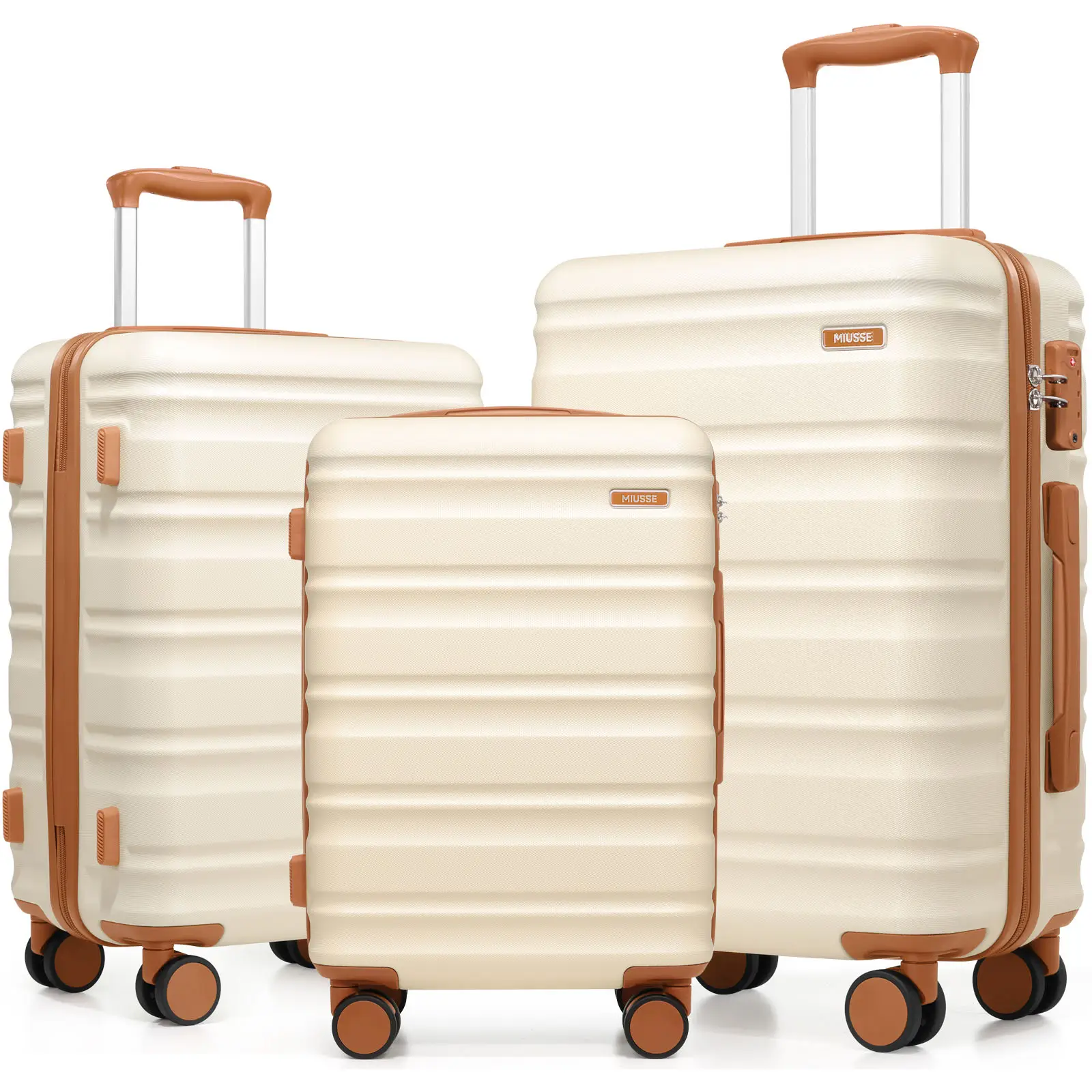 Miusse Luggage Sets 3 Piece Hardside Suitcase with Double Spinner Wheels Tsa Lock (20in/24in/28in) Travel System Travel Bundle carry luggage luggage