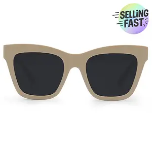 Cosmo - Nude Sunglasses with Round Shape and Light-Colored Frame