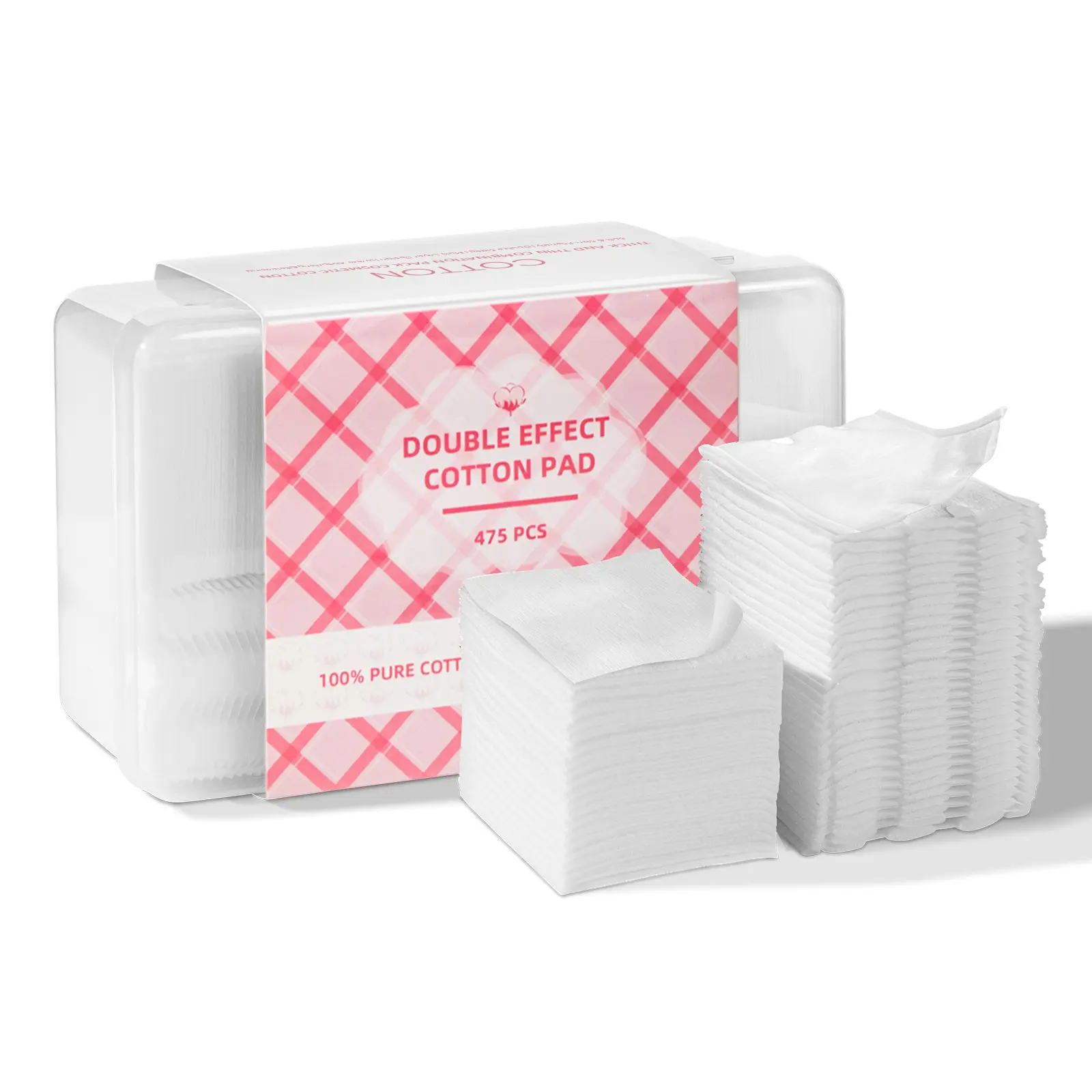 icotle 475 Pcs Square Makeup Cotton Pads, 100% Cotton, Soft, Lint-Free for Removing Makeup, Water-Saving Double-Sided Design, 75 Thick and 400 Ultra-Thin for Daily Skin Care Cosmetic