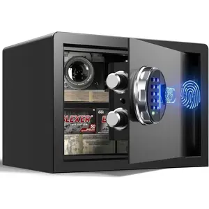 Biometric Safe - (0.80 cu. ft.) Fingerprint Lock Box with Silent Mode, Backlit Keypad and LED Light, Small Caja Fuerte with Anti-Rust and Anti-