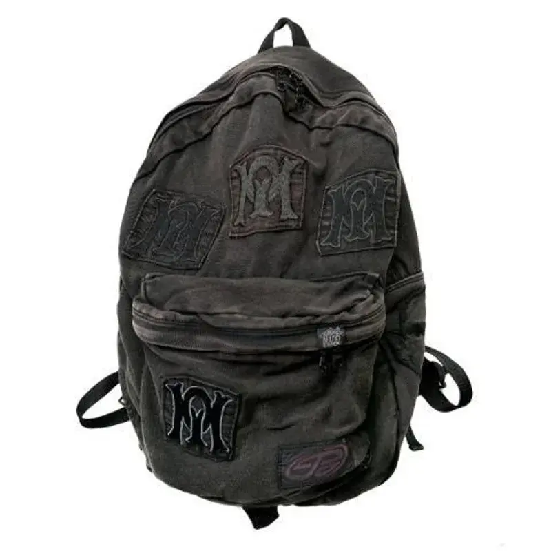 Unisex Black Denim Backpack Y2k School Bag Large Capacity Women Fashion Design Backpacks Grunge Book Bags for Highschool Student