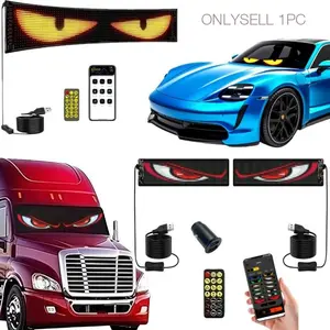 Automotive Demon Eye LED Light Set - 1 Demon Eye Panel Or 2 Synchronized Demon Eye Panels, Ultra-thin Flexible Programmable LED Display, APP + Remote Control, Text/Animations Rolling Display, USB Power Supply, Sedan/Truck Windshield Cool Atmosphere Light
