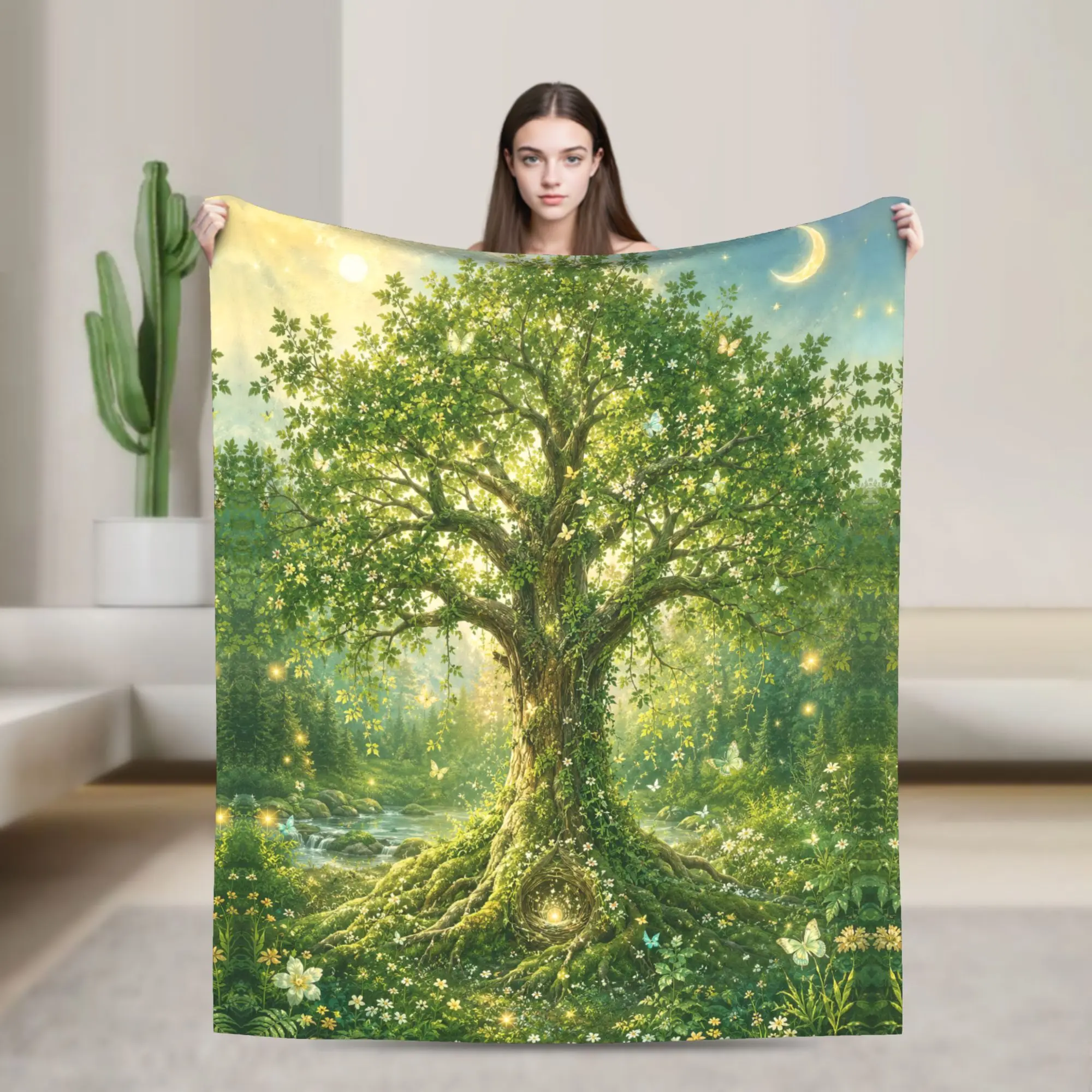 Camping Fleece Throw Blanket - Green Glowing Watercolor Magic Forest,Mushroom,Firefly Print,Soft Warm Flannel,Unisex Anti-Shedding Whimsical Home Decor,Birthday Gift,40x30in,Durable Machine Washable All Seasons Travel Gear (Sports & Outdoor Sleeping Gear)