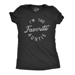 Womens Im The Favorite Auntie T Shirt Cute Niece Nephew Family Tee Funny Womens T Shirts Cute Vintage Fashion Casual Ladies T-Shirt Gift Funny Aunt Top Women's Novelty Tees Black