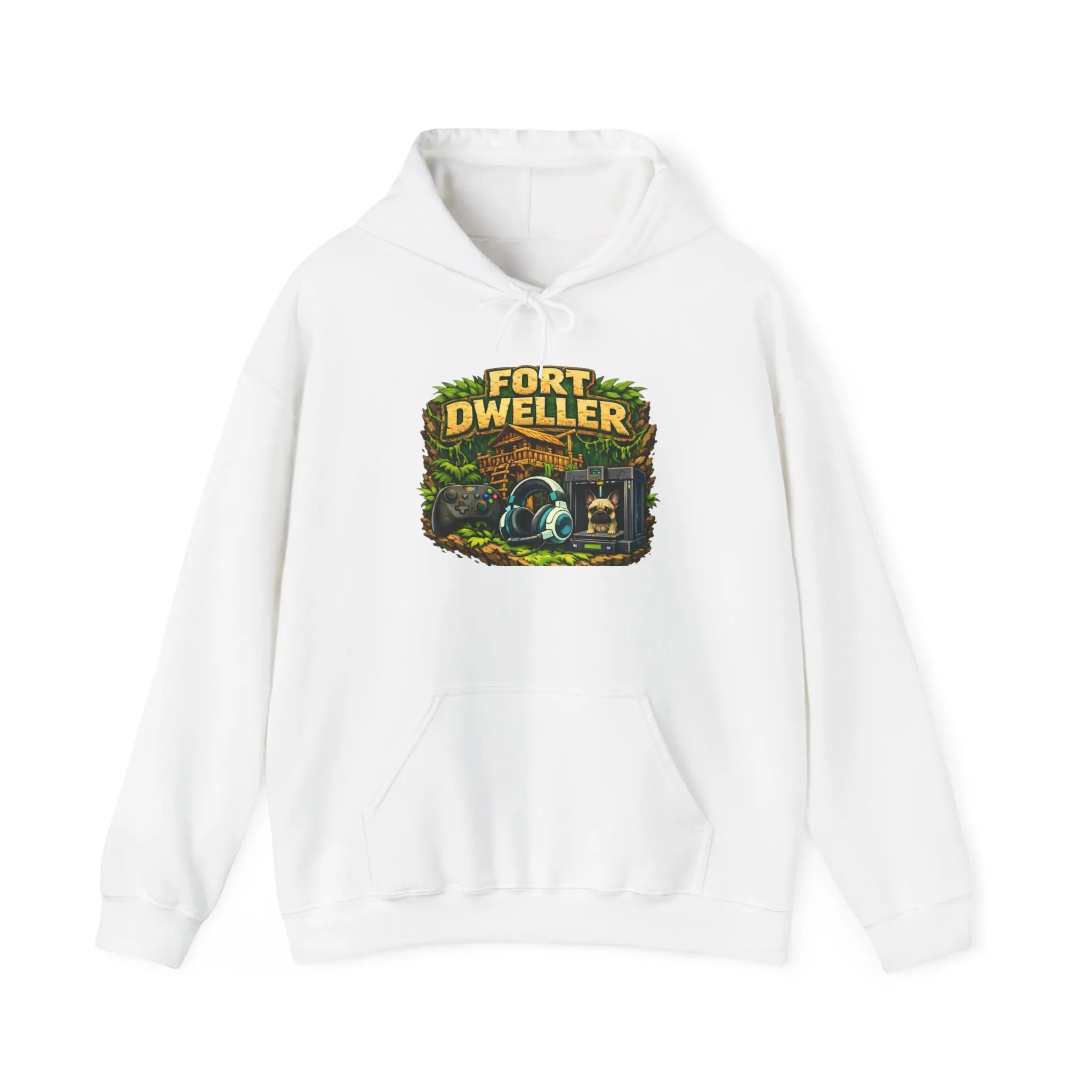 Fort Dweller forest cabin design Hoodie | camping, nature illustration