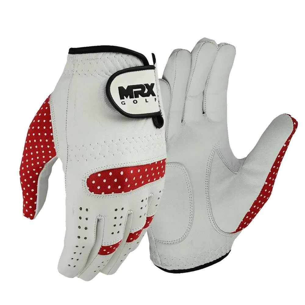 MRX Women's Adults' Golf Gloves - Left/Right Hand Options, Cabretta Leather, Kangaroo Leather, Sturdy, Extra Lifespan, 5X More Grip, Firm Hold in Wet & Dry Weather, Palm Pad, Extra Grip, No, Golf Accessories, Golfing Supplies