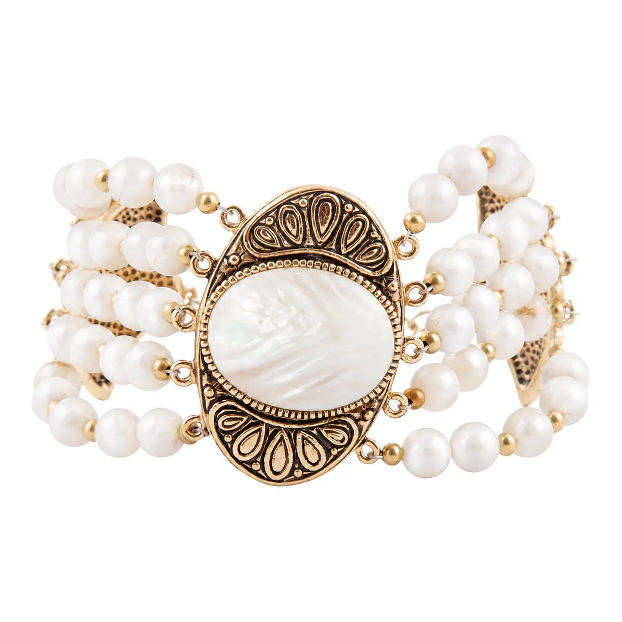 Flamenco White Mother of Pearl Golden Toggle Bracelet