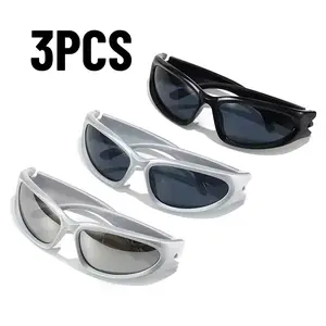 3pcs Fashionable Men and Women Sunglasses High-end Y2K Square Bicycle Glasses Resistant Sunglasses Outdoor Hiking UV400