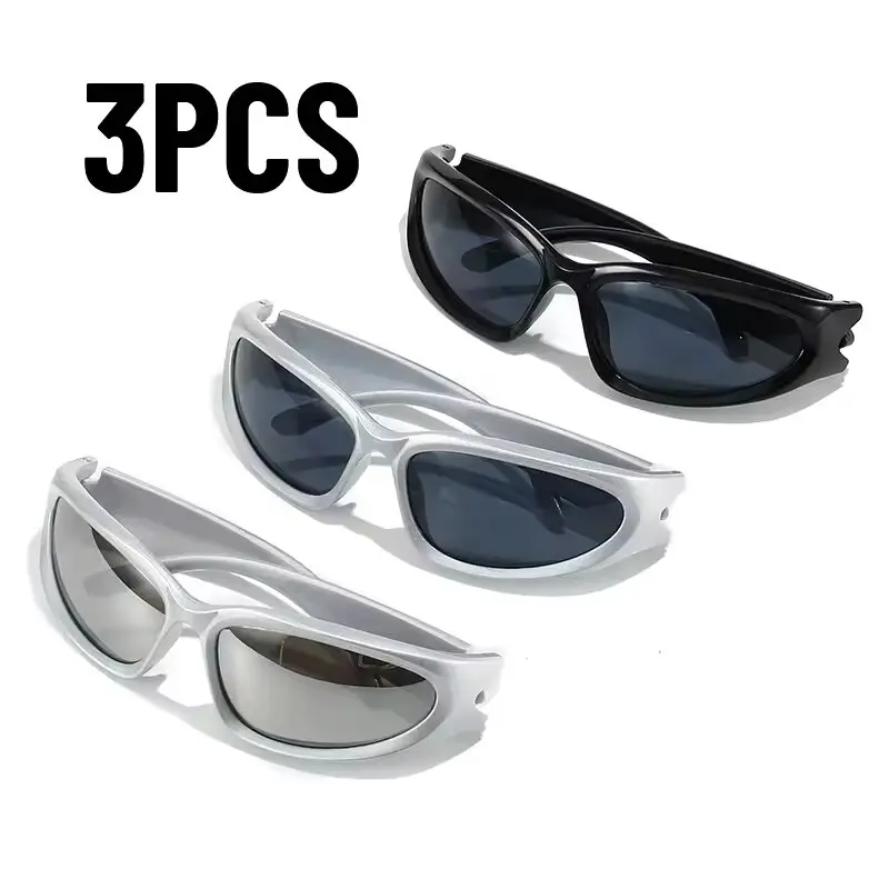 3pcs Fashionable Men and Women Sunglasses High-end Y2K Square Bicycle Glasses Resistant Sunglasses Outdoor Hiking UV400 Windproof Sports Eyewear