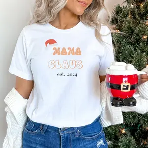 Mama and Daddy Claus Matching Christmas Pregnancy T-Shirt, Cute Maternity Holiday Shirt, Festive Pregnancy Announcement, Christmas T-shirts