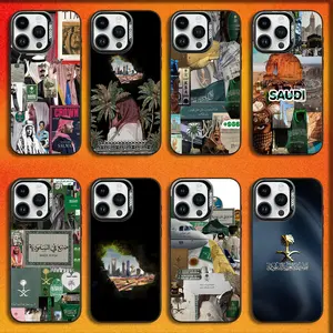 Saudi Arabia King Salman Flag Phone Case For iPhone 16,15,14,13,12,11,Mini,Pro,E,MAX Black Candy Matte Shockproof Cover