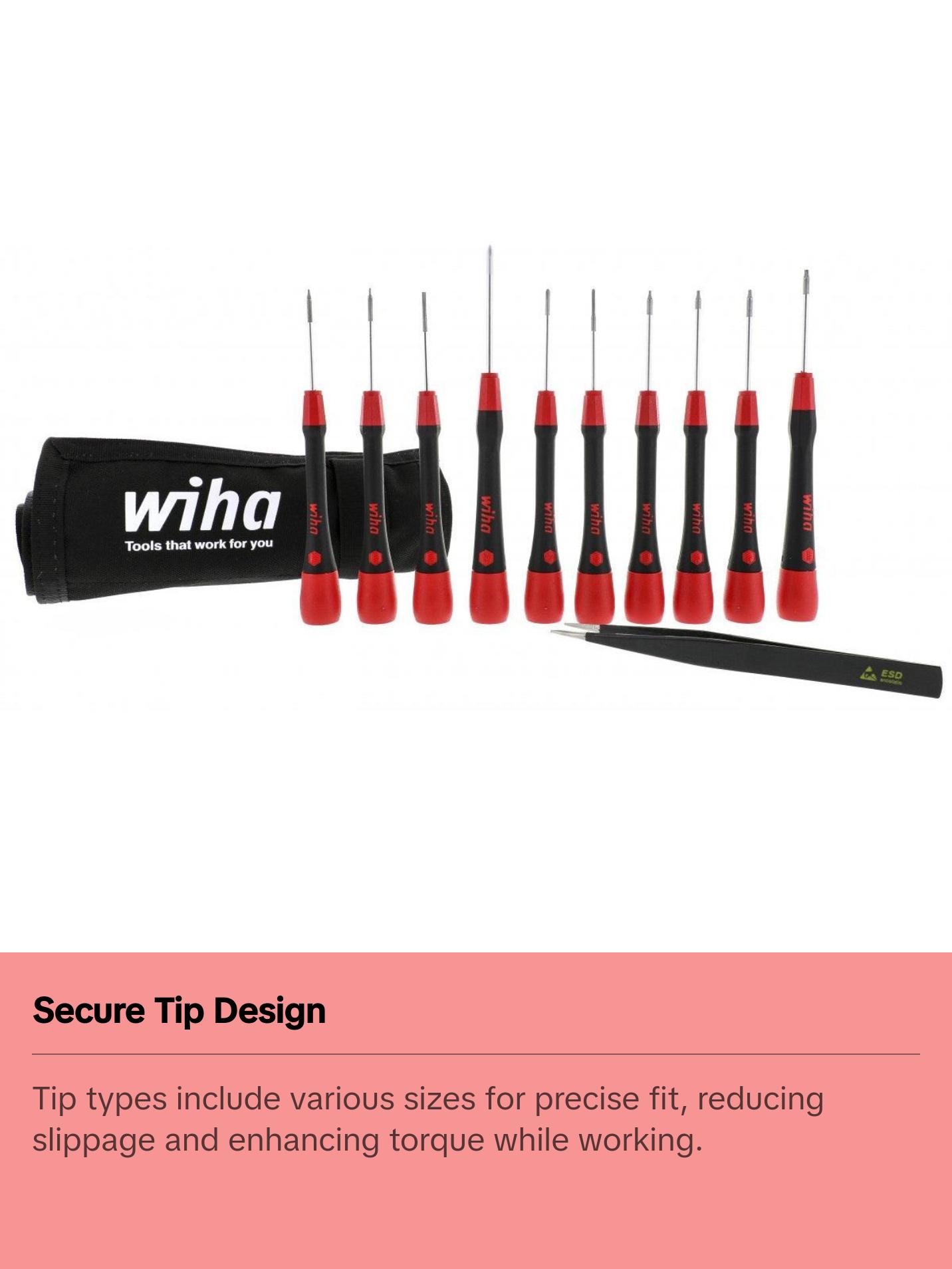 Wiha Tools 26198 PicoFinish Precision Screwdrivers Phone Repair Set, 11 Pc.