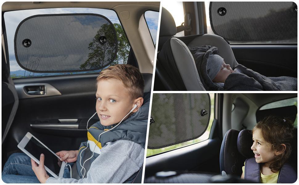 DIZA100 Car Sun Shade, 2 Pack Window Shade for Baby Universal Cling Sunshade for Side Window Sun Glare and UV Protection for Kids/Adults/Pets - 20''x12'' Fits 98% Cars(Suction Cup Stick)