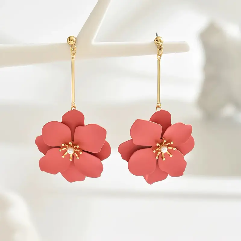 Women's Alloy Exaggerated Floral Large Hoop Earrings - Female Retro Bohemian Fade-Resistant Hypoallergenic Fashion Jewelry for Romantic Vacation