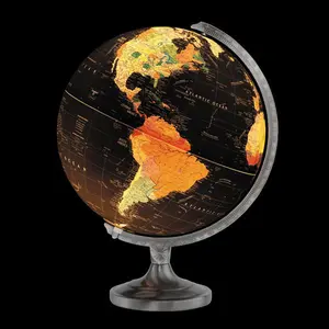 Replogle Made in USA Orion 12” Illuminated Desktop World Globe – Black Ocean LED Political Map