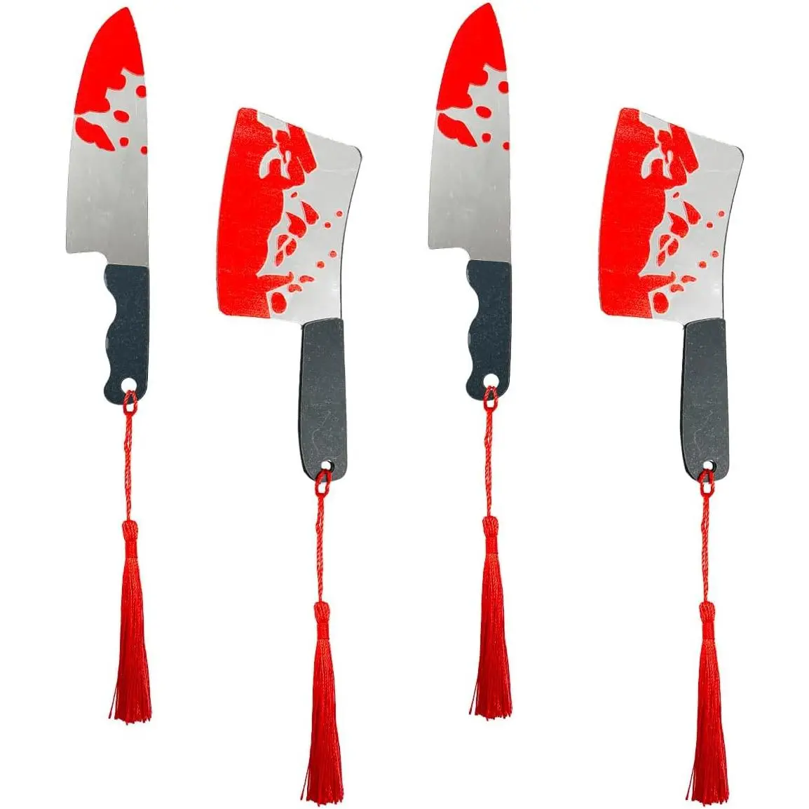Halloween Bookmarks Set 4 count  Novelty Bookmark, Splatter  Bookmarks, Book Markers Red Tassels,Gothic Book Accessories for Halloween Gifts,Creepy Crime Book Lovers